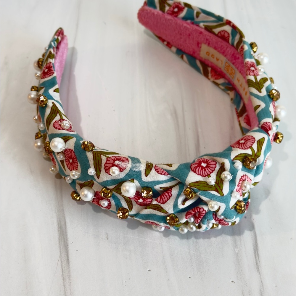 BETH LADD KNOTTED PEARL RHINESTONE PREPPY COQUETTE HEADBAND COLLEGE PREP - Picture 9 of 9